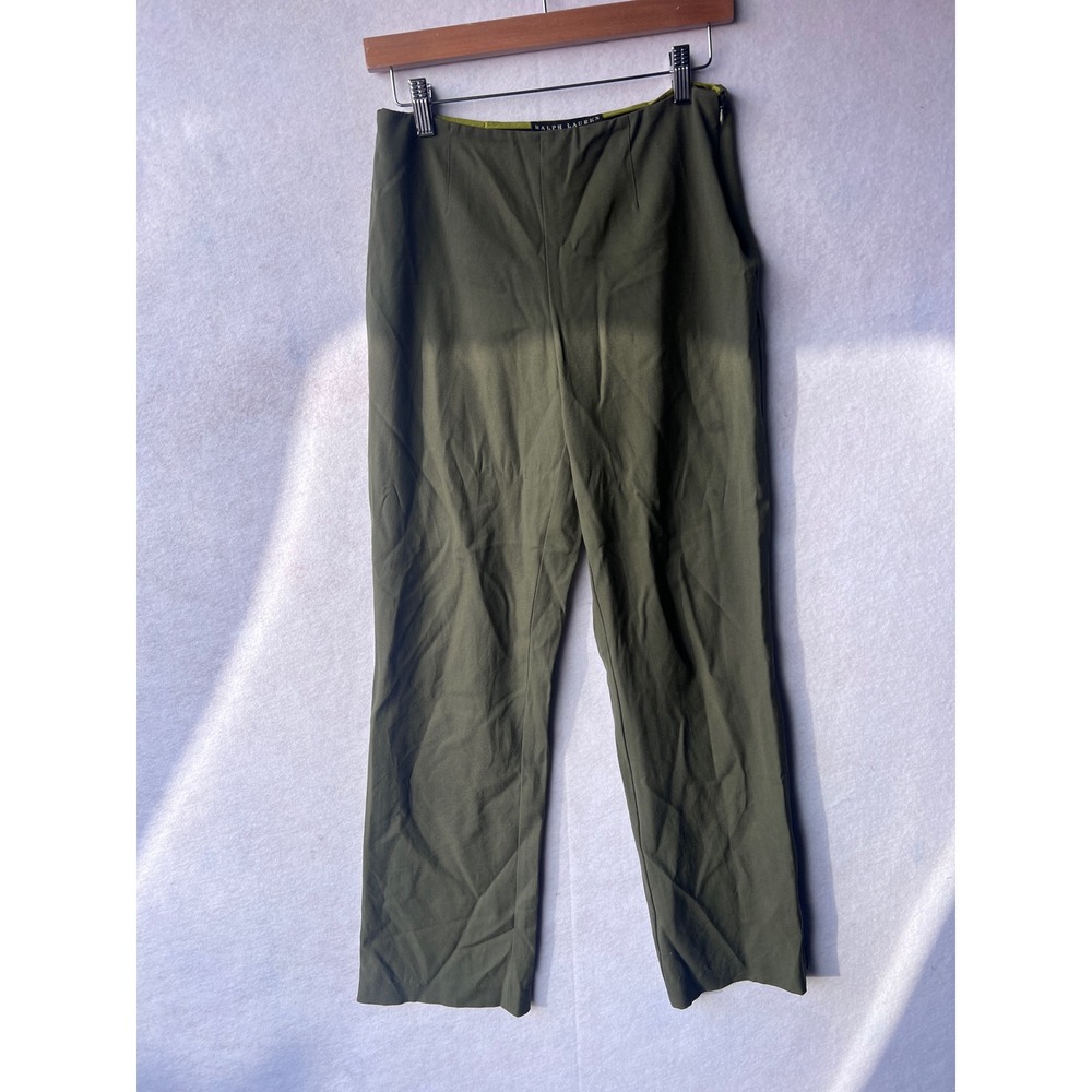 Ralph Lauren Black Label Olive Green Straight Leg Side Zip Pants Size 6